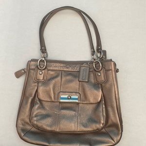 Coach Bronze & Silver Metallic Handbag